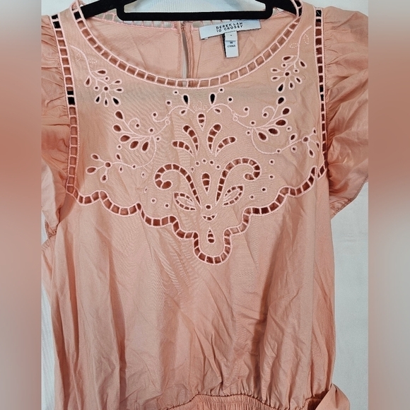 DEREK Lam 10 Crosby size 4 peach capped sleeves belted mini dress NWOT - Picture 3 of 6